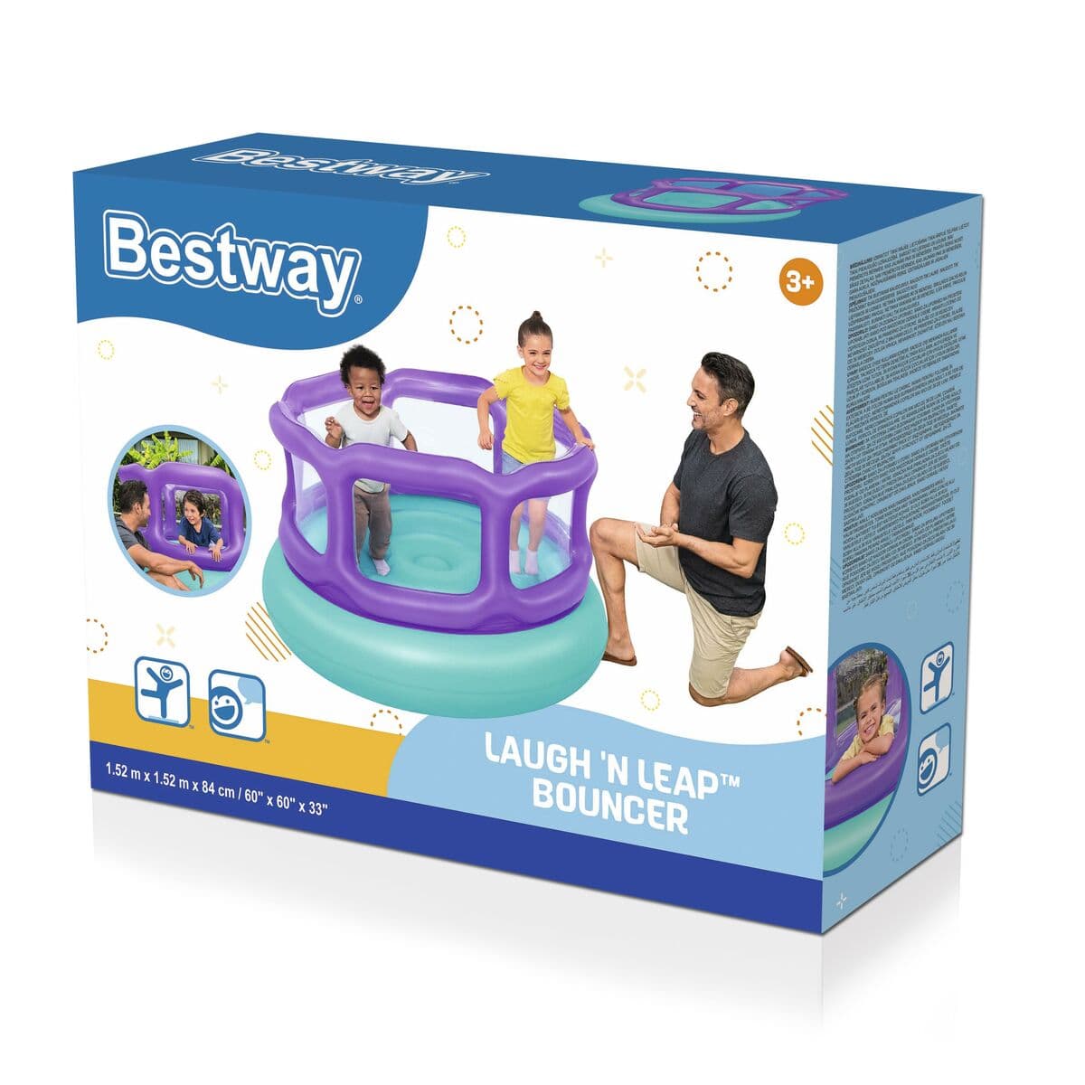Bestway Hüpfburg Spiel mit Bällen 152x152x84 cm +3 Jahre Innen & Garten 52646 - Thumbnail 2