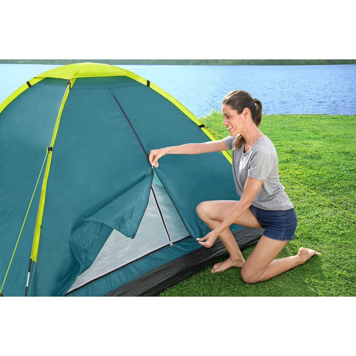 Bestway Zelt Polyester Glasfaser 205x145x100 cm Camping 68084 - Thumbnail 4