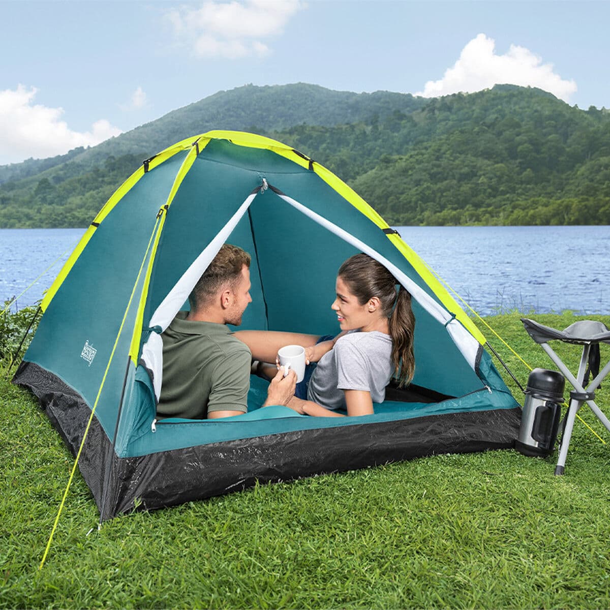 Bestway Zelt Polyester Glasfaser 210x210x130 cm Camping 68085 - Thumbnail 3