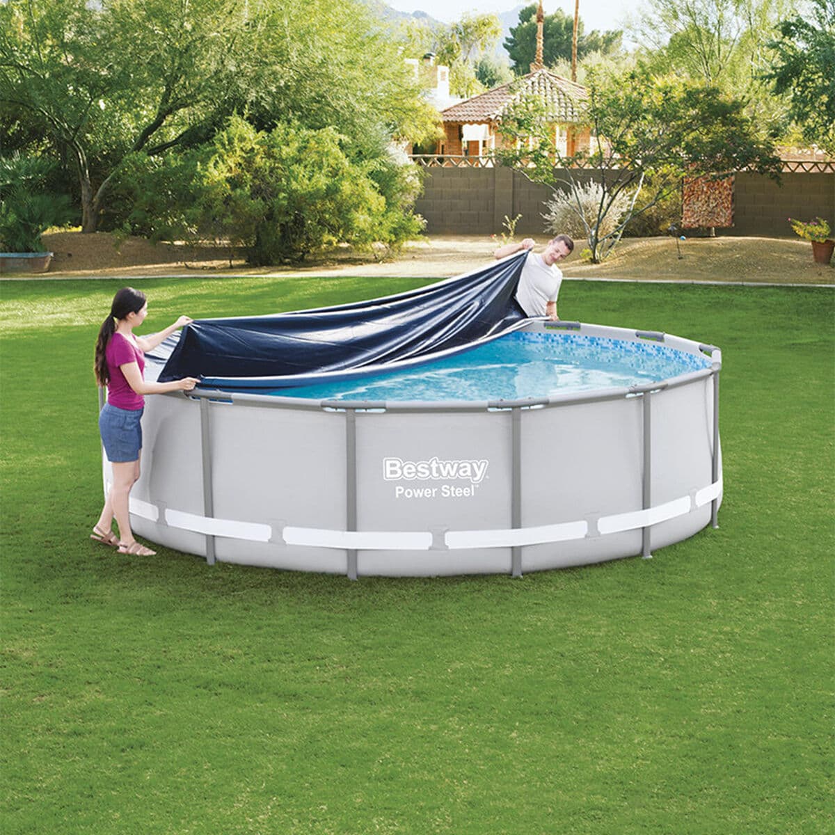 Bestway Abdeckplane Pool PVC D427 cm Garten 58248 - Thumbnail 3