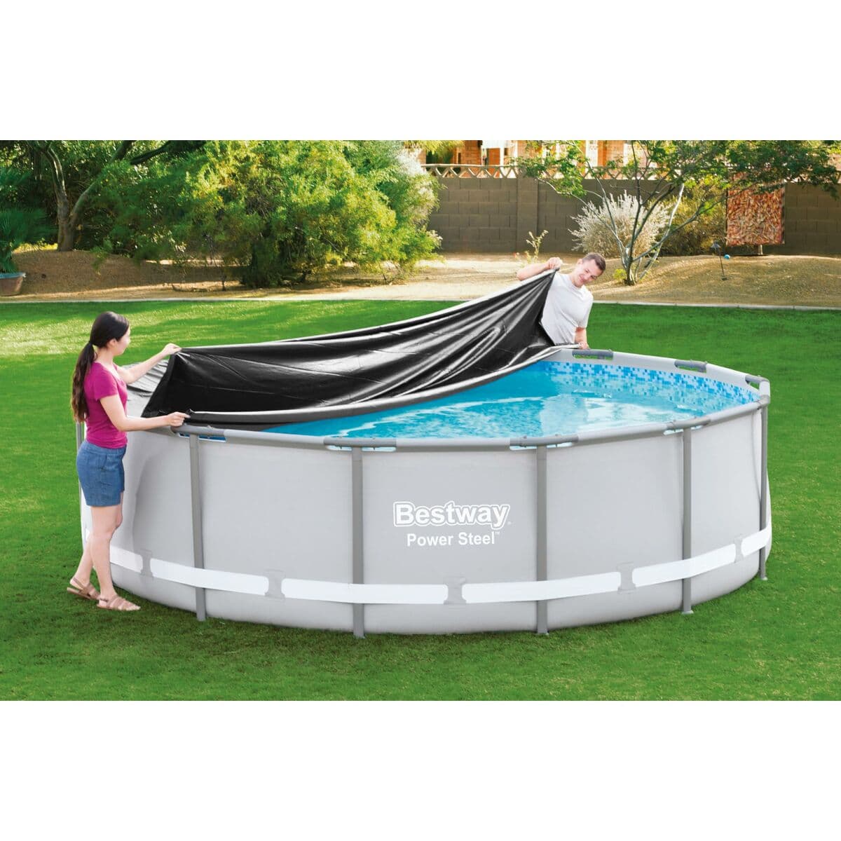 Bestway Abdeckplane Pool PVC D427 cm Garten 58248 - Thumbnail 7