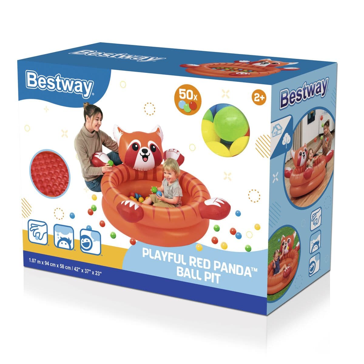 Bestway Panda Kinderpool Luftgepolstert 107x94x58 cm +2 Jahre Innen & Garten 52702 - Thumbnail 3