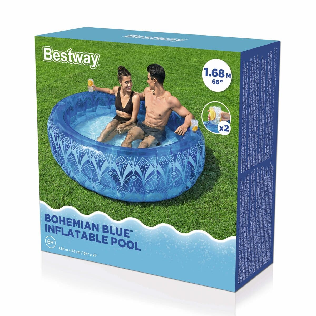 Bestway Aufblasbare Pool Extra Stabil Blau Bohemio 168x53 cm +6 Jahre Garten 54479 - Thumbnail 3