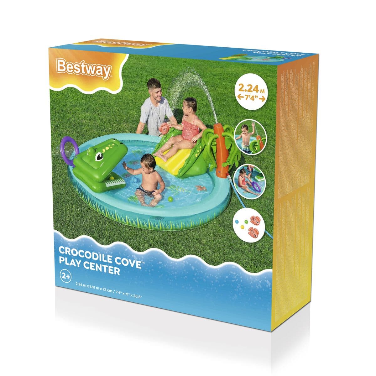 Bestway Aufblasbares Spielzeugbecken Krokodil 224x181x72 cm +2 Jahre Garten 53166 - Thumbnail 3