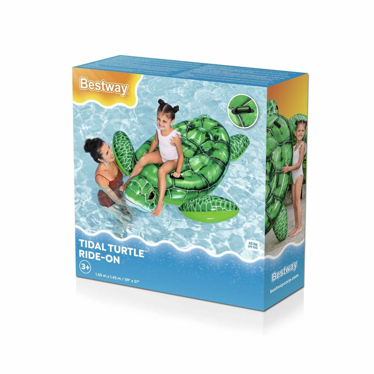 Bestway Aufblasbare Schildkröte mit Griffen 150x145 cm +3 Jahre Strand Pool 41524 - Thumbnail 3