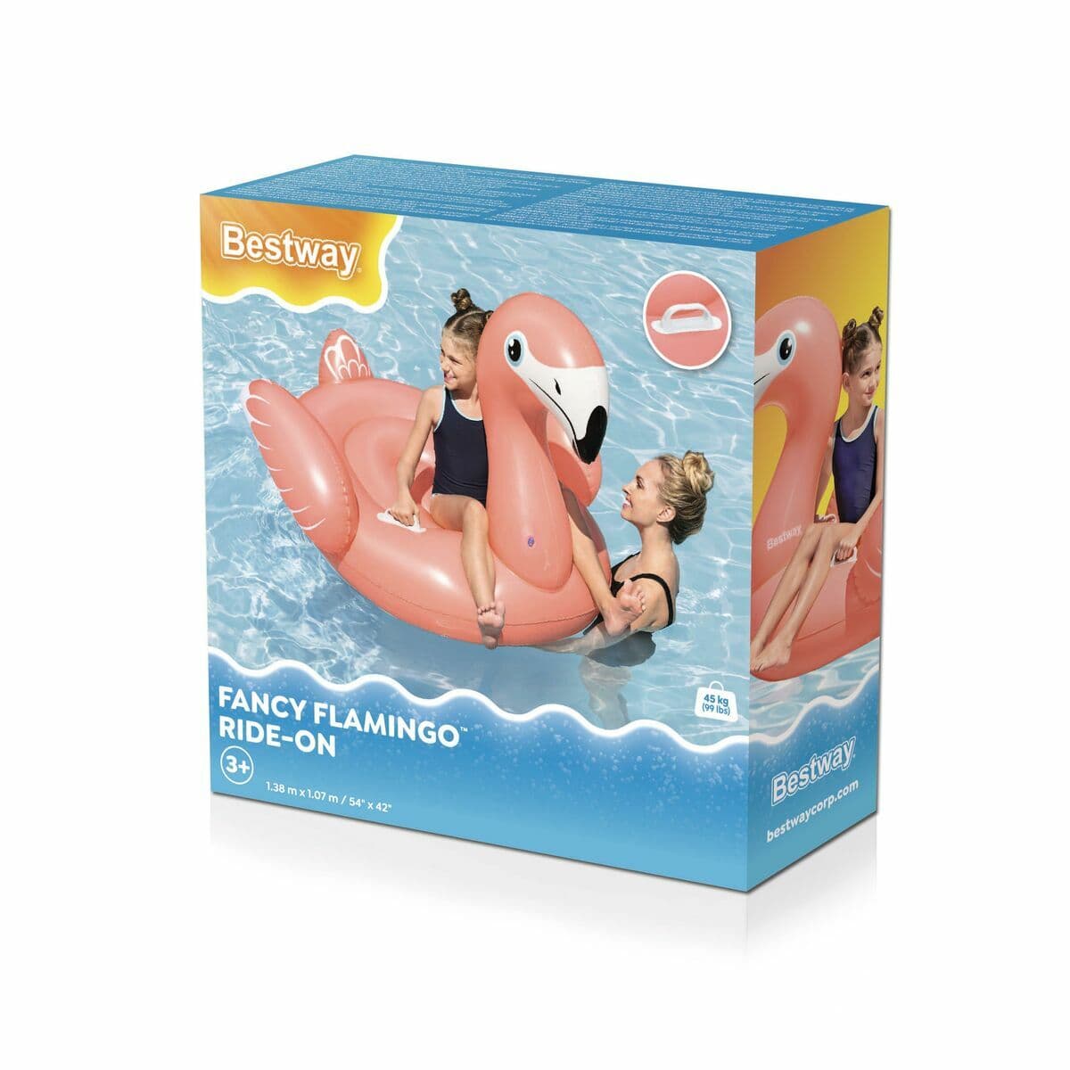 Bestway Aufblasbare Flamingo mit Griffen 138x107 cm +3 Jahre Strand und Pool 41525 - Thumbnail 2