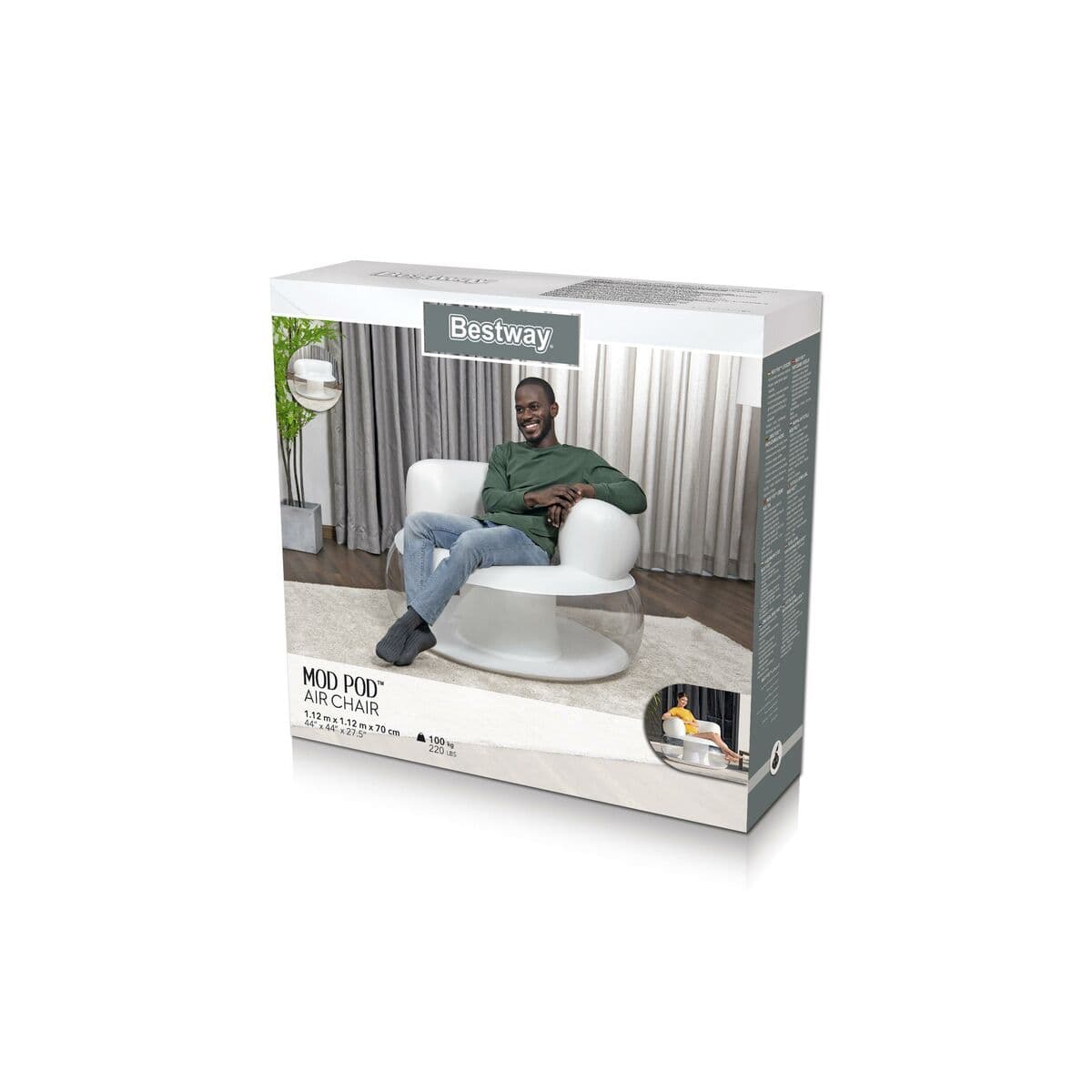 Bestway Sessel Aufblasbar Einzel Farbe Sortiert 112x112x70 cm Innen 75138 - Thumbnail 4