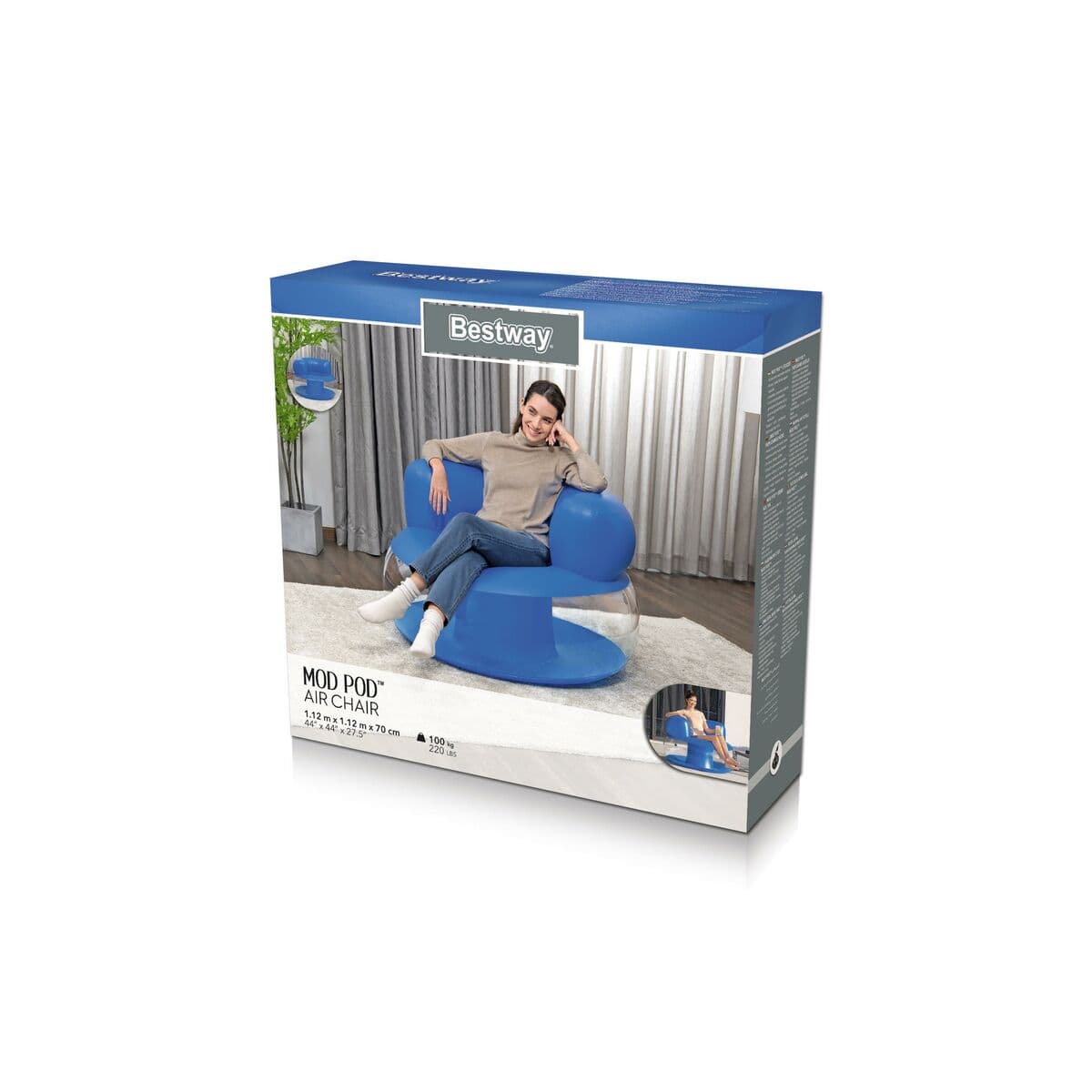 Bestway Sessel Aufblasbar Einzel Farbe Sortiert 112x112x70 cm Innen 75138 - Thumbnail 5