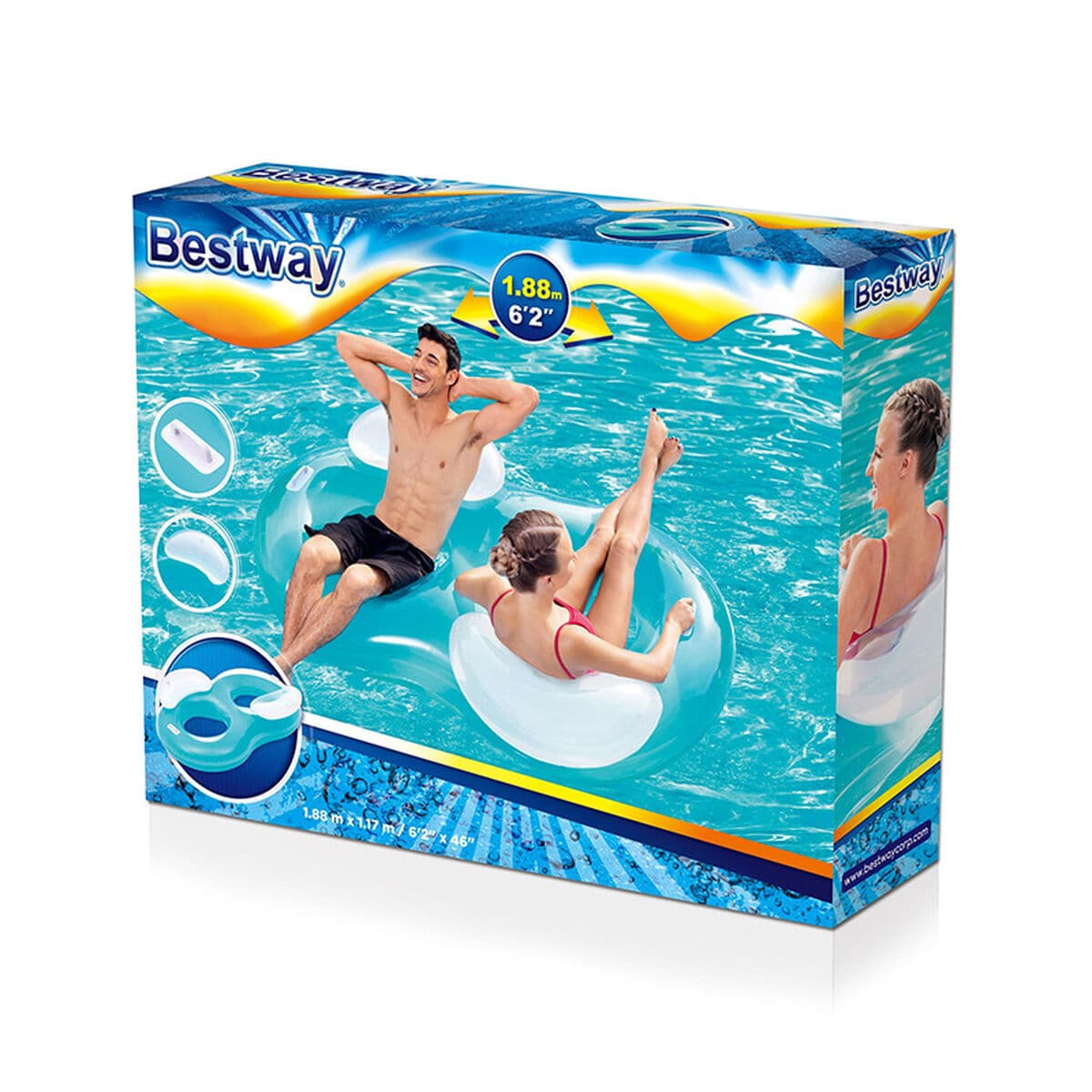 Bestway Doppel-Aufblasrad mit Kissen 188x117 cm Strand und Pool 43009 - Thumbnail 2