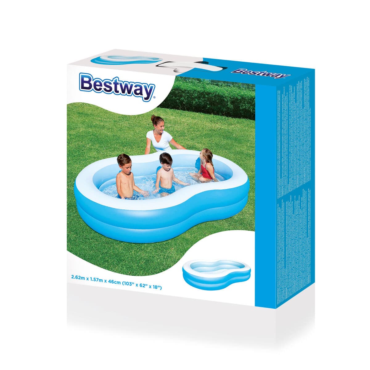 Bestway Aufblasbares Pool 2 Kammern Großer See 262x157x46 cm +3 Jahre Garten 54117 - Thumbnail 3