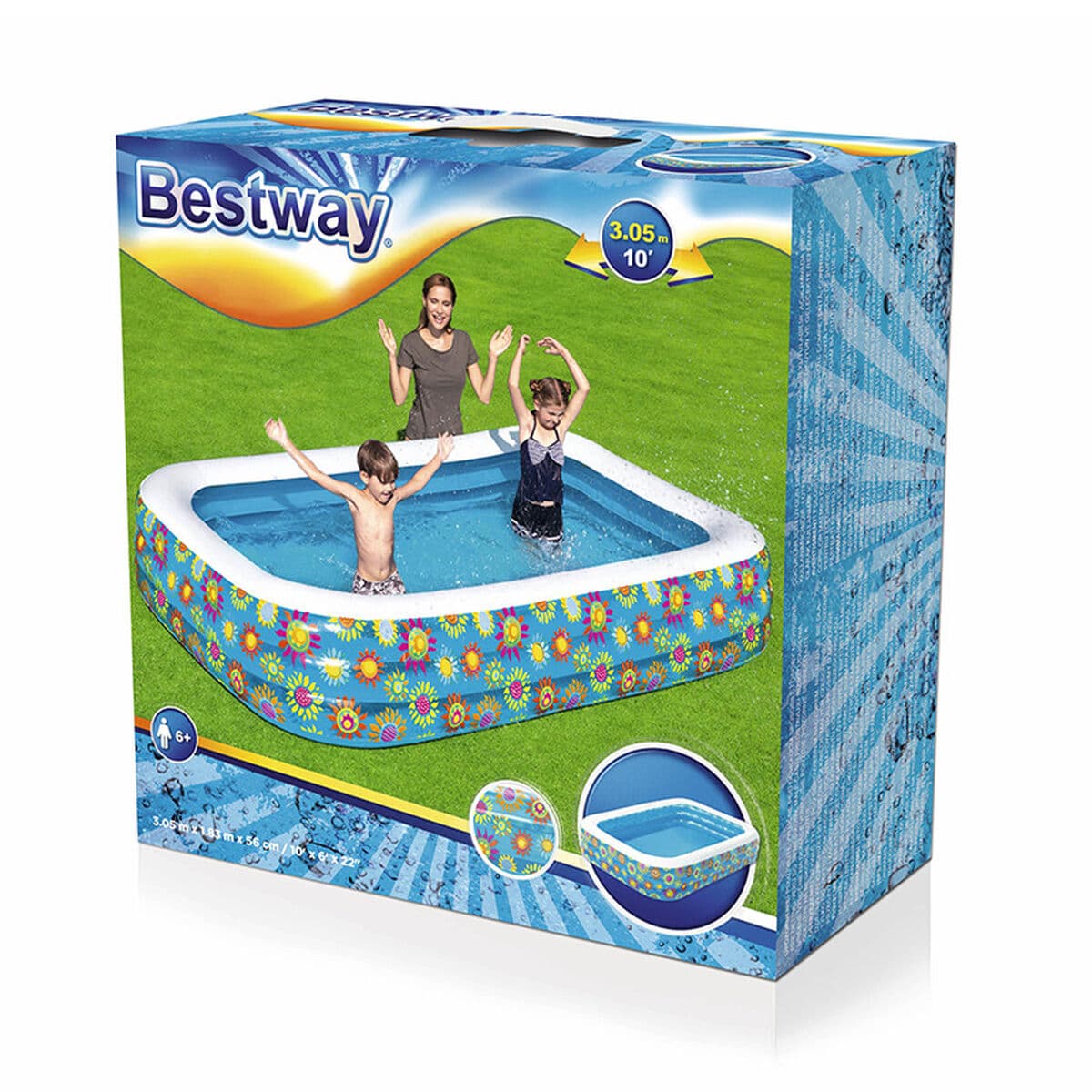 Bestway Aufblasbares Kinderpool Spiel Basketball 251x168x102 cm +3 Jahre Garten 54122 - Thumbnail 2