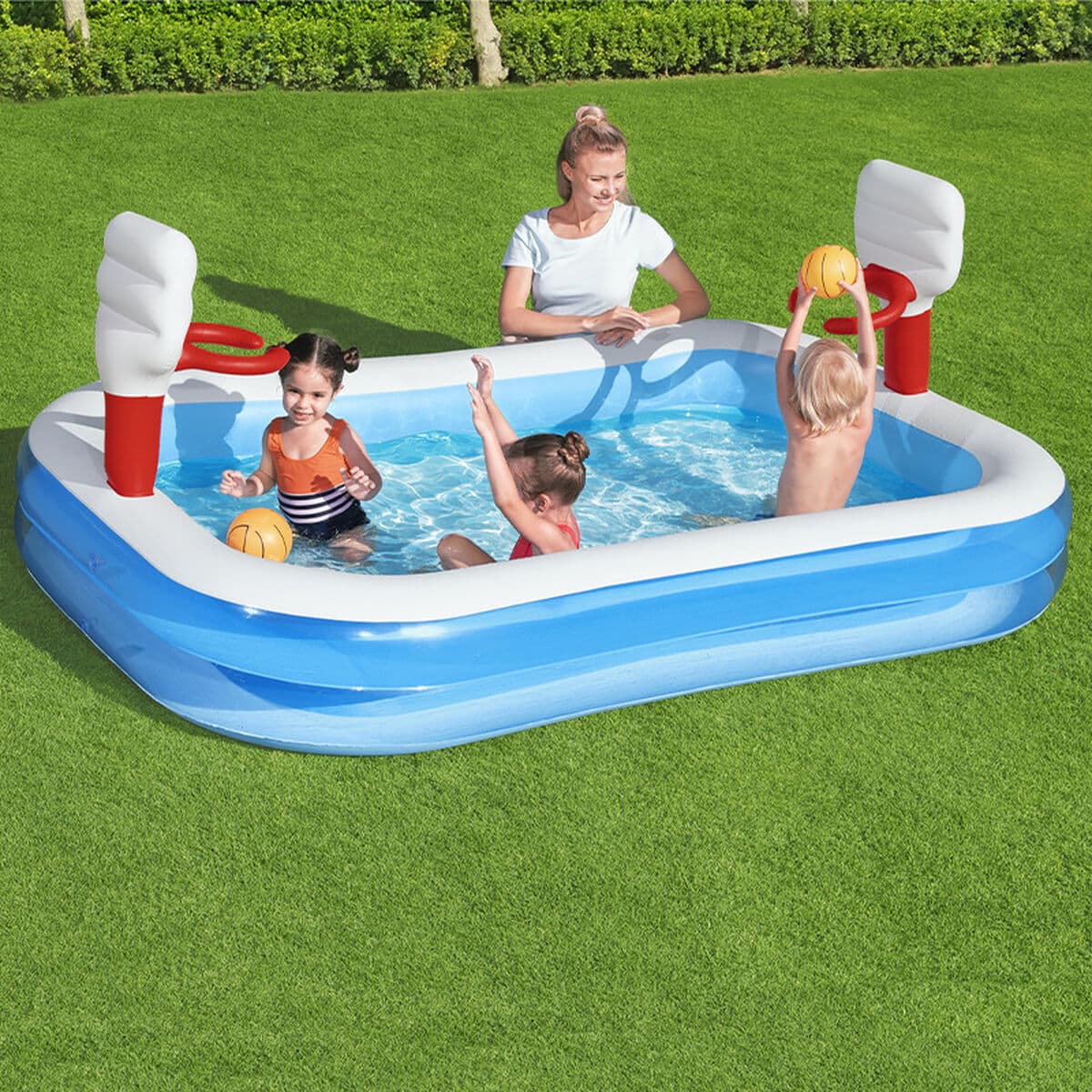 Bestway Aufblasbares Kinderpool Spiel Basketball 251x168x102 cm +3 Jahre Garten 54122 - Thumbnail 3