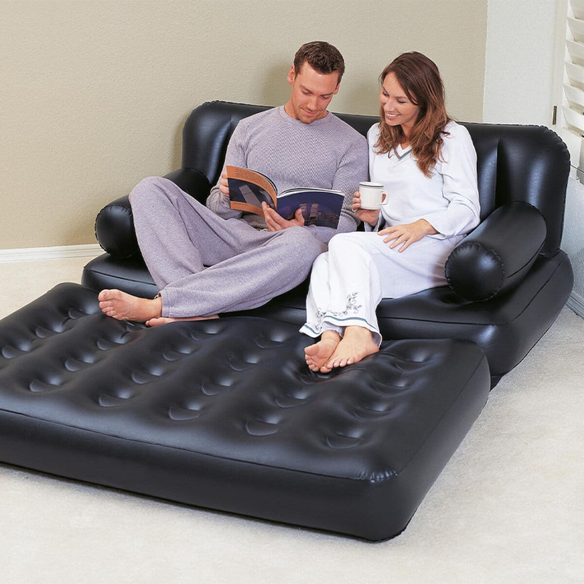 Bestway aufblasbarer Sessel 5 Positionen Schwarz 188x152x64 cm Innenraum 75054 - Thumbnail 3