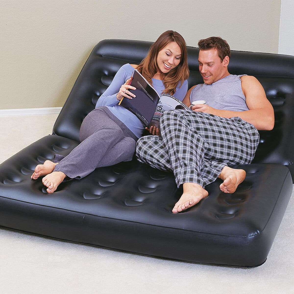 Bestway aufblasbarer Sessel 5 Positionen Schwarz 188x152x64 cm Innenraum 75054 - Thumbnail 5