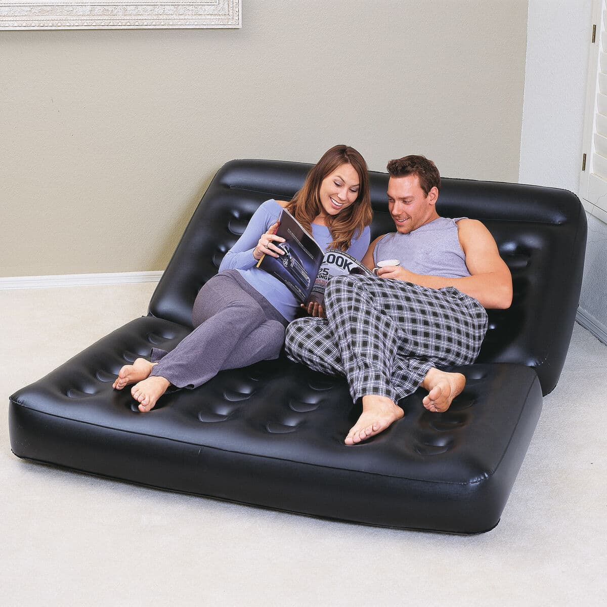 Bestway aufblasbarer Sessel 5 Positionen Schwarz 188x152x64 cm Innenraum 75054 - Thumbnail 8