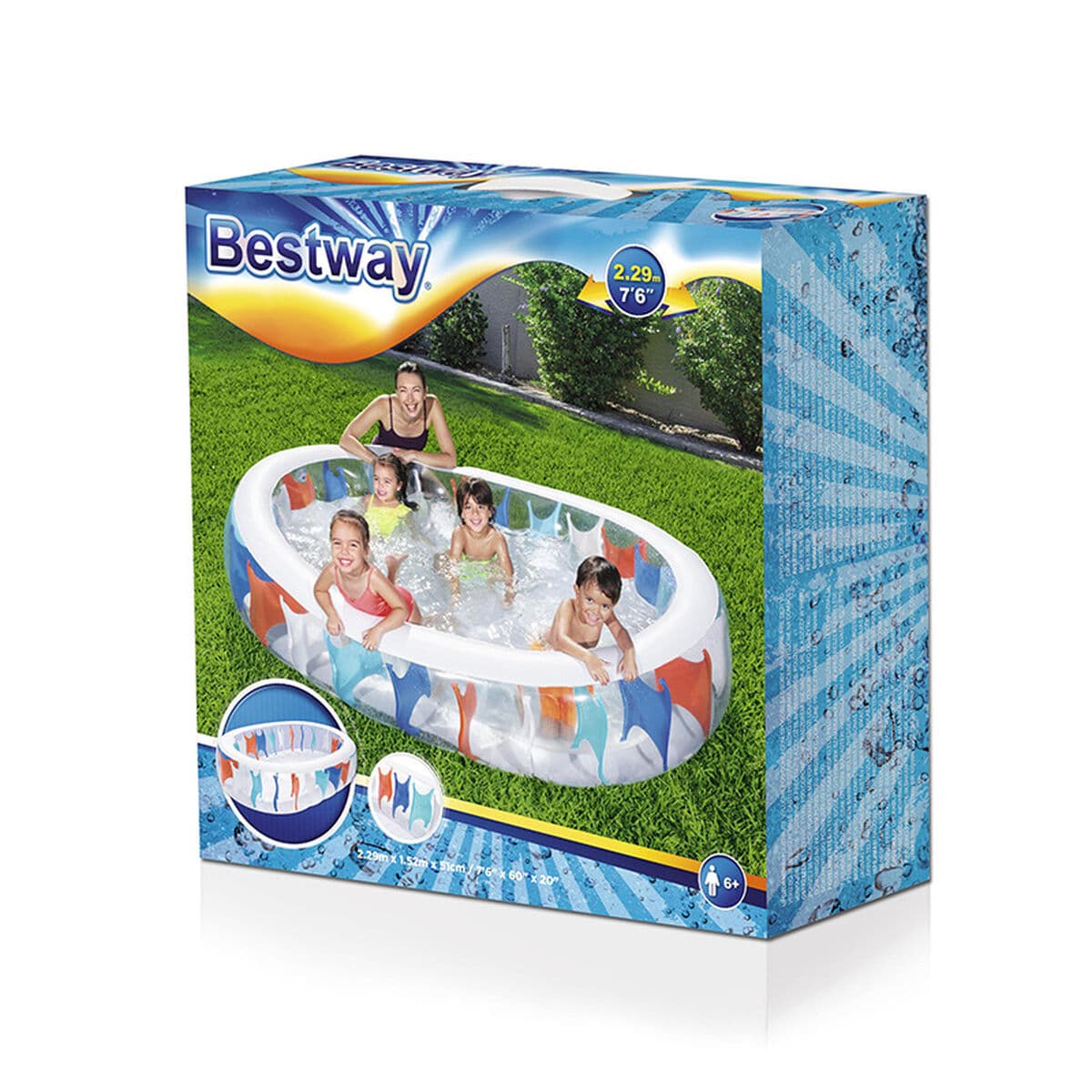 Bestway aufblasbares elliptisches Pool 229x152x51 cm +6 Jahre Garten 54066 - Thumbnail 3