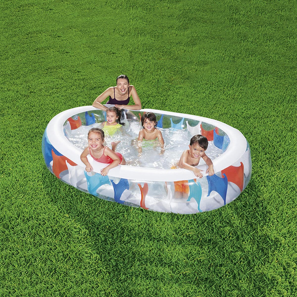 Bestway aufblasbares elliptisches Pool 229x152x51 cm +6 Jahre Garten 54066 - Thumbnail 4
