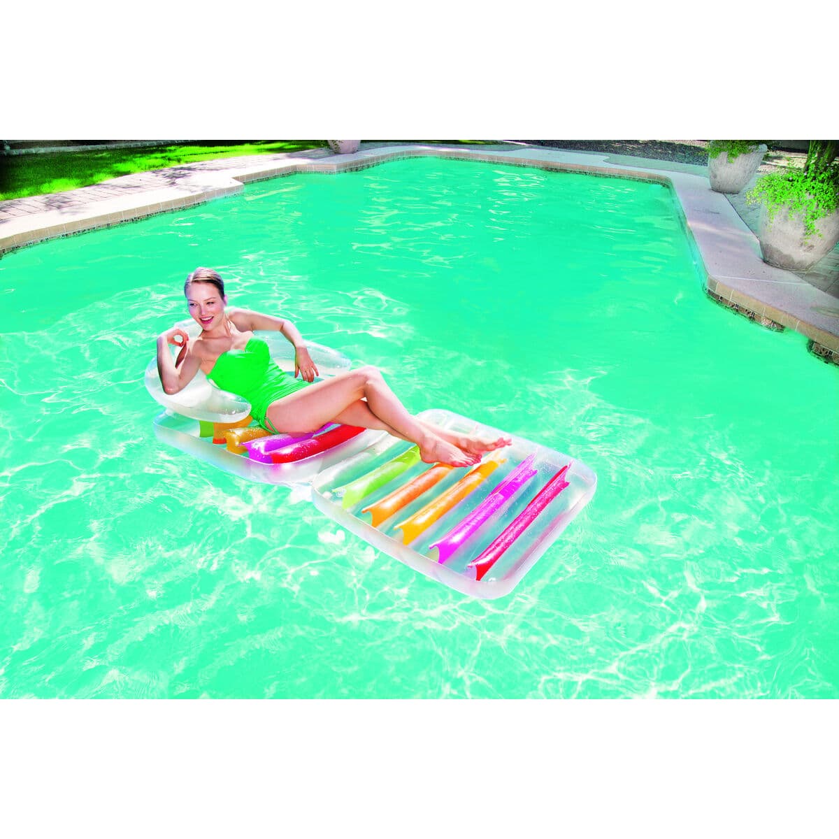 Bestway Aufblasbarer Klappstuhl Regenbogen 201x89 cm Strand und Pool 43023 - Thumbnail 8