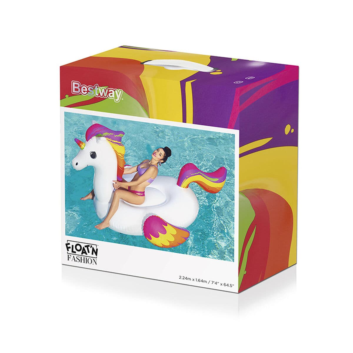 Bestway Aufblasbare Figur Einhorn mit Griffen 224x164 cm Strand und Pool 41113 - Thumbnail 3