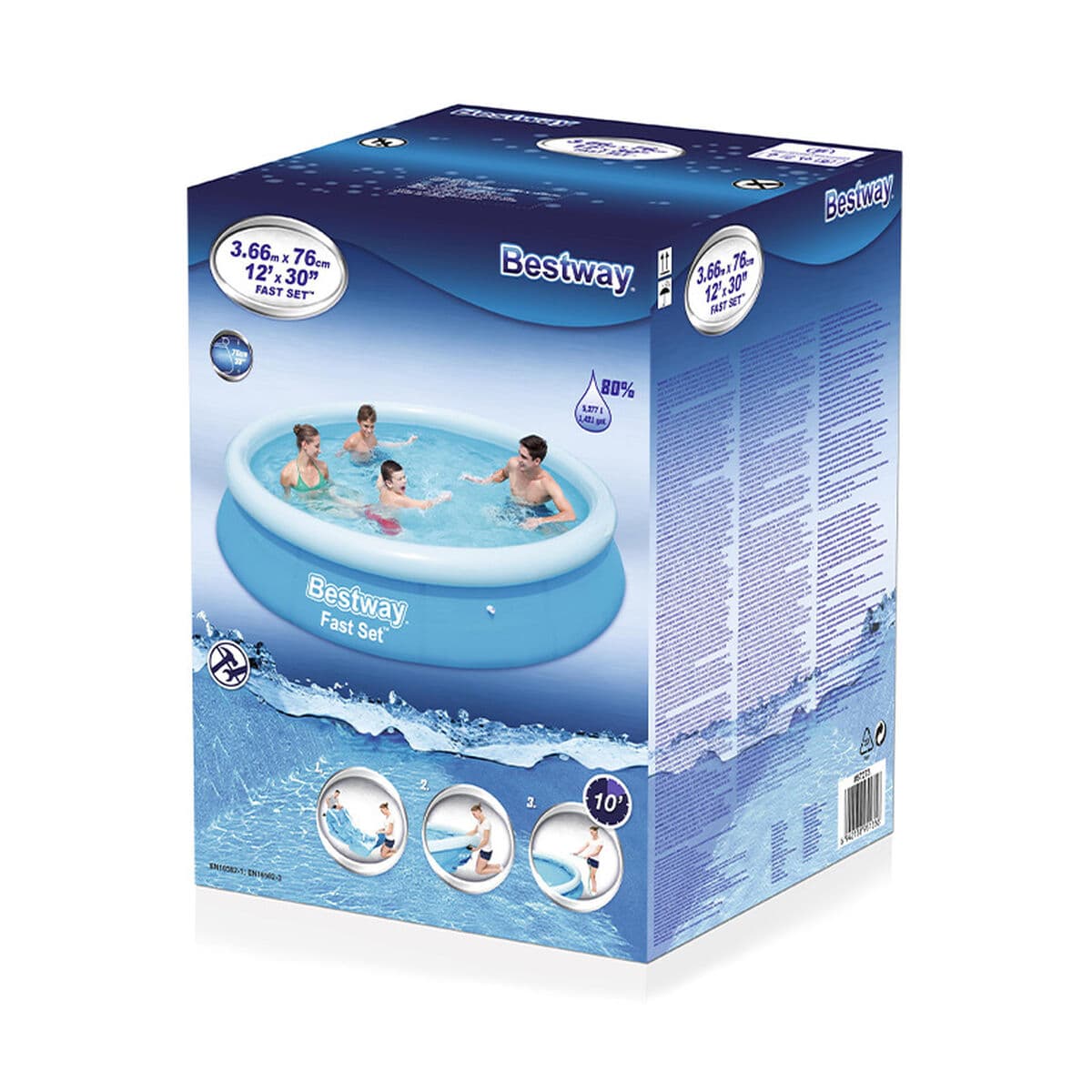 Bestway Aufblasbares Pool für Erwachsene 366x76 cm Garten 57273 - Thumbnail 2