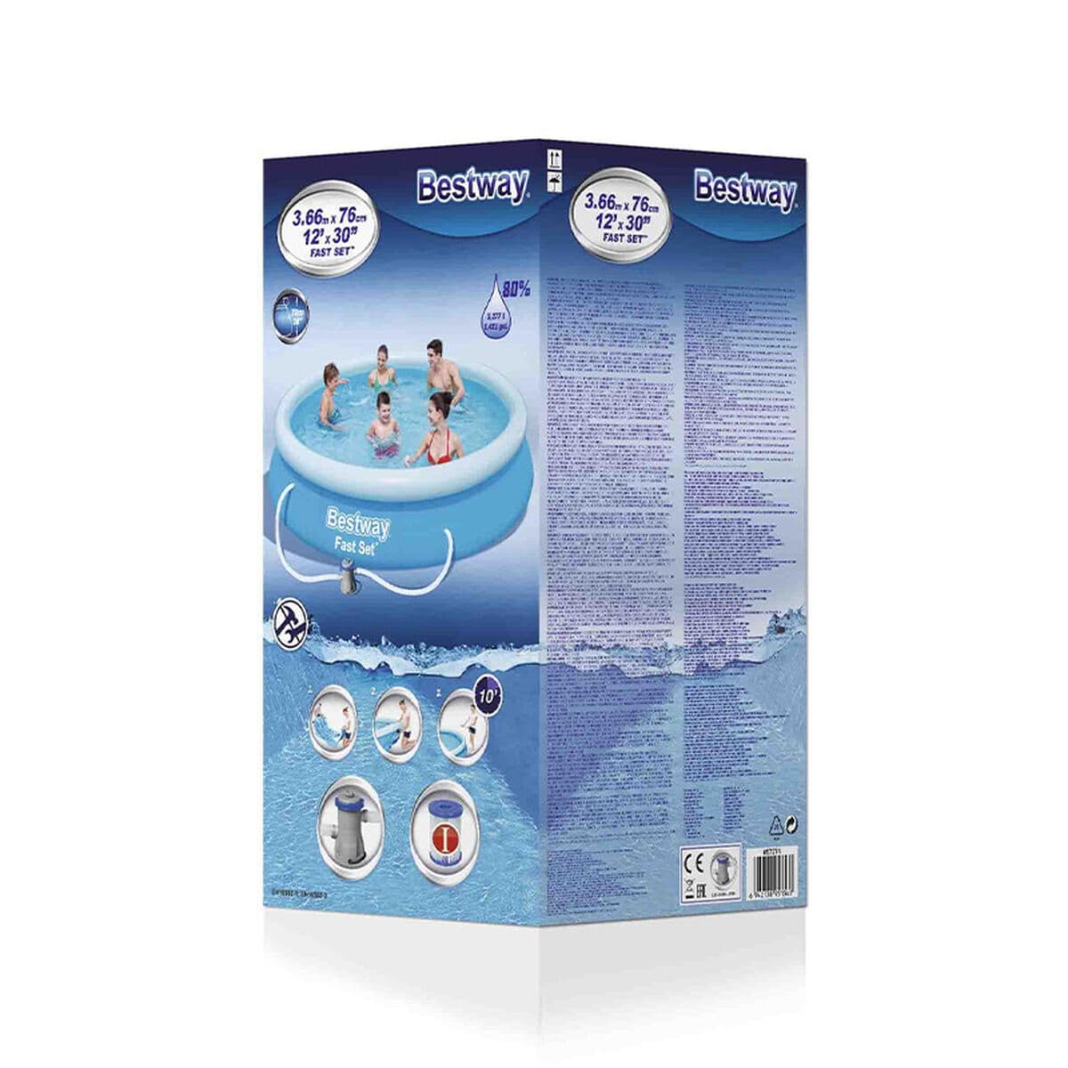 Bestway Aufblasbarer Poolring mit Filter 366x76 cm Garten 57274 - Thumbnail 4