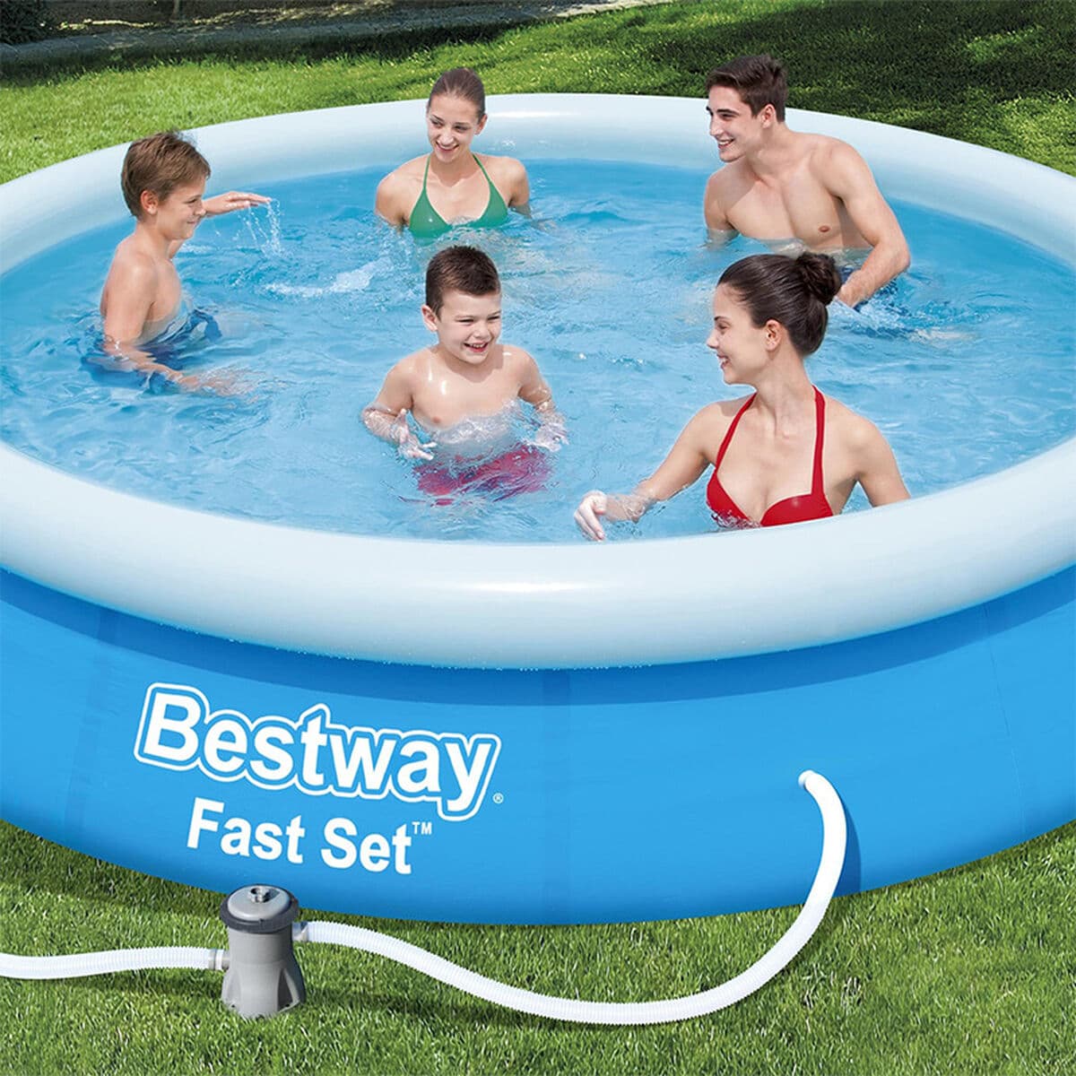 Bestway Aufblasbarer Poolring mit Filter 366x76 cm Garten 57274 - Thumbnail 5