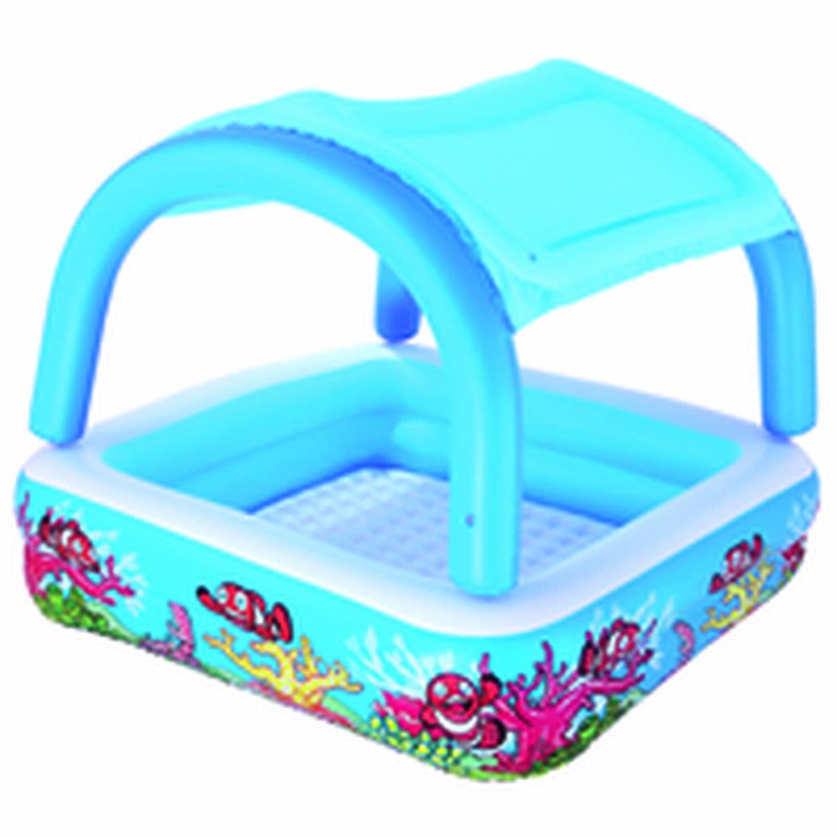 Bestway Aufblasbarer Kinderpool Abnehmbares Dach 140x140x114 cm +2 Jahre Garten 52192 - Thumbnail 8