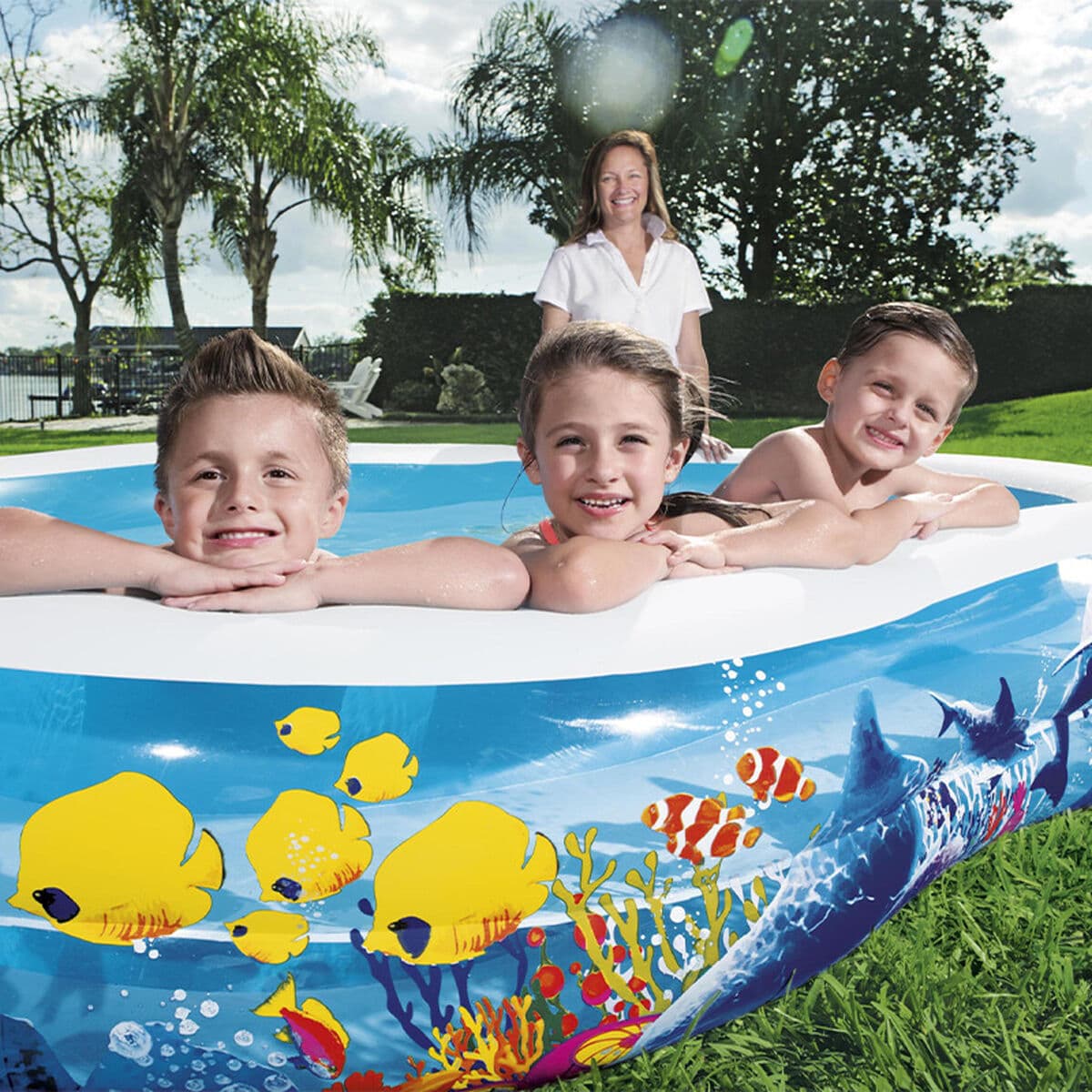 Bestway aufblasbares Pool 2 Kammern Meeresboden 262x157x46 cm +3 Jahre Garten 54118 - Thumbnail 3