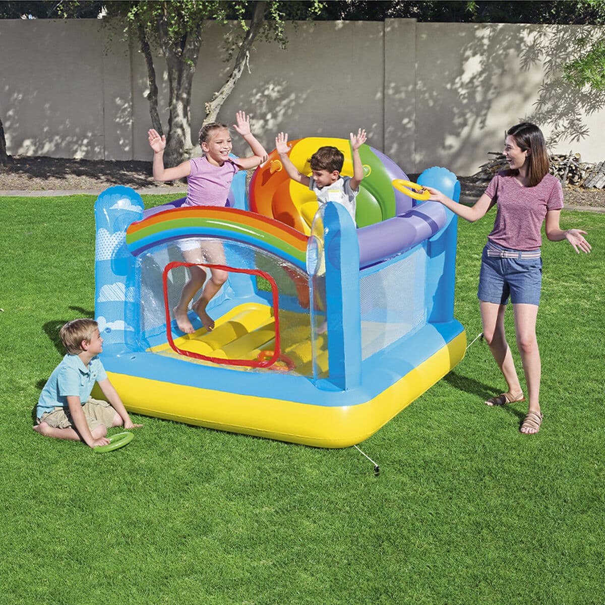 Bestway Hüpfburg Spiele Ringe 175x173x137 cm +3 Jahre Garten 52269 - Thumbnail 3