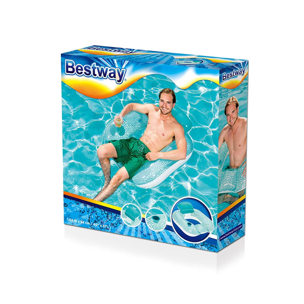 Bestway Aufblasbarer Sessel mit Kissen 102x94 cm Strand und Pool 43097 - Thumbnail 2