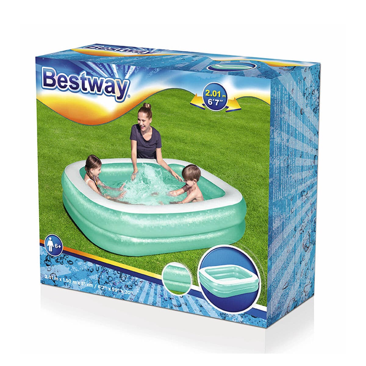 Bestway Aufblasbarer Pool 2 Kammern Rechteckig 201x150x51 cm +6 Jahre Garten 54005 - Thumbnail 2