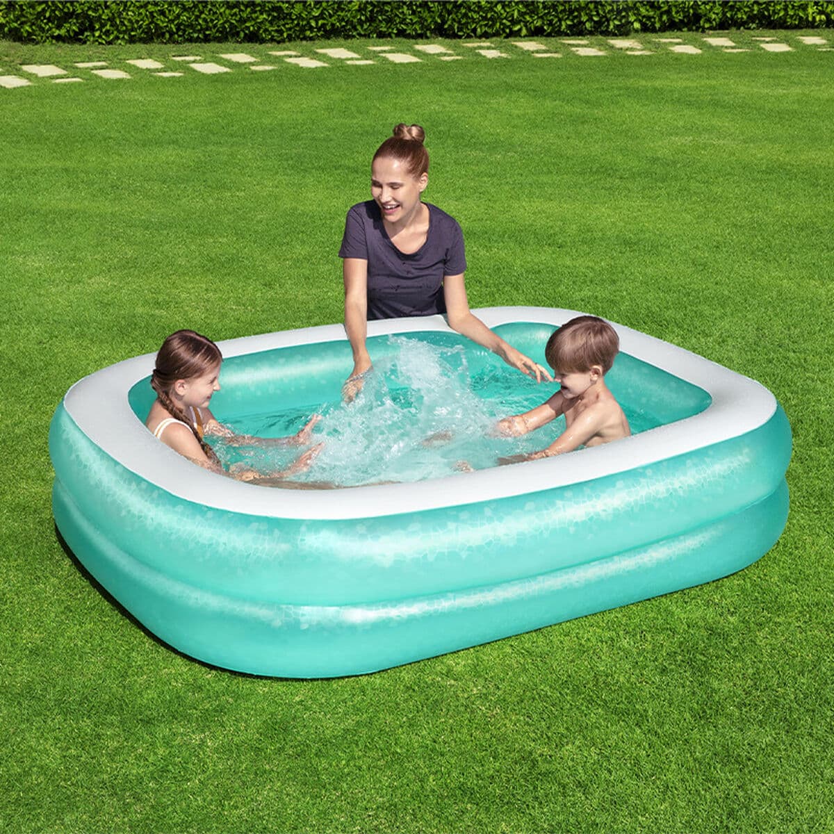 Bestway Aufblasbarer Pool 2 Kammern Rechteckig 201x150x51 cm +6 Jahre Garten 54005 - Thumbnail 3