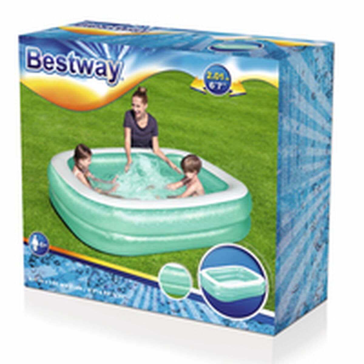 Bestway Aufblasbarer Pool 2 Kammern Rechteckig 201x150x51 cm +6 Jahre Garten 54005 - Thumbnail 4