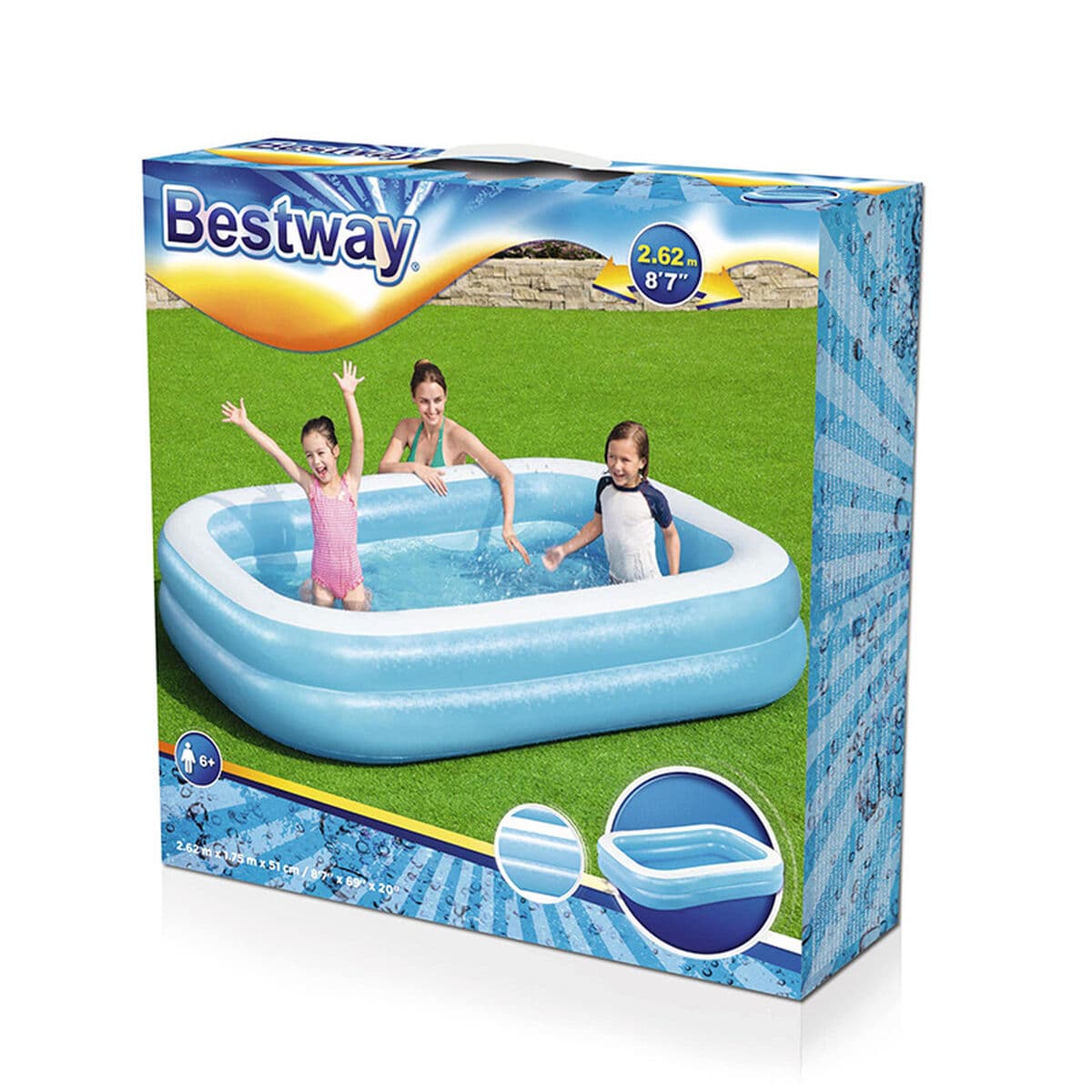 Aufblasbares Planschbecken für Kinder Bestway Bunt 262 x 175 x 51 cm - Thumbnail 2