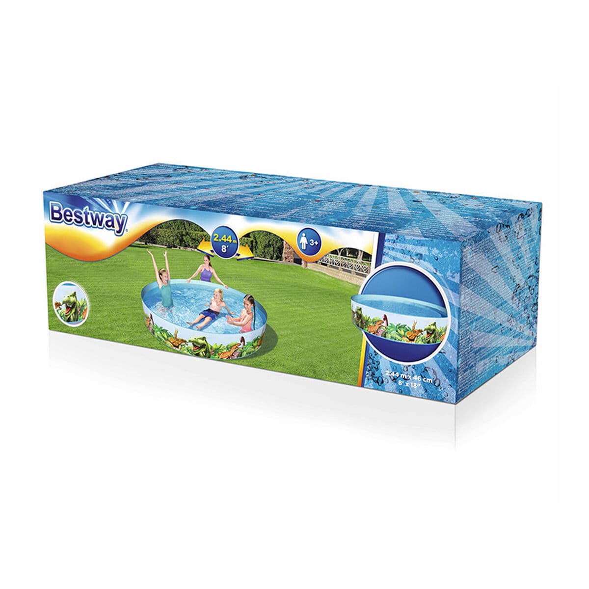 Bestway Starres Kinderbecken PVC Dinosaurier 244x46 cm +3 Jahre Garten 55001 - Thumbnail 2
