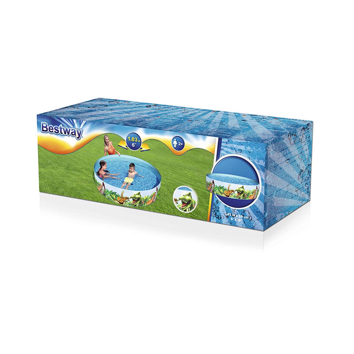 Bestway Starres Kinderbecken PVC Dinosaurier 183x38 cm +2 Jahre Garten 55022 - Thumbnail 2