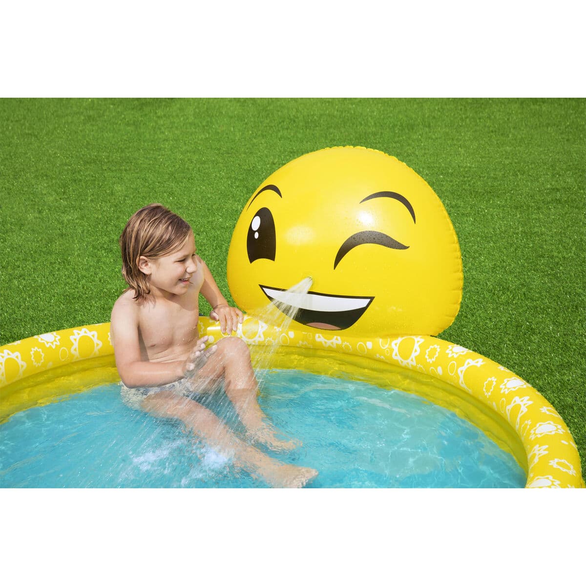 Bestway Aufblasbares Kinderbecken Lächelnder Wasserstrahl 165x144x69 cm +2 Jahre Garten 53081 - Thumbnail 8