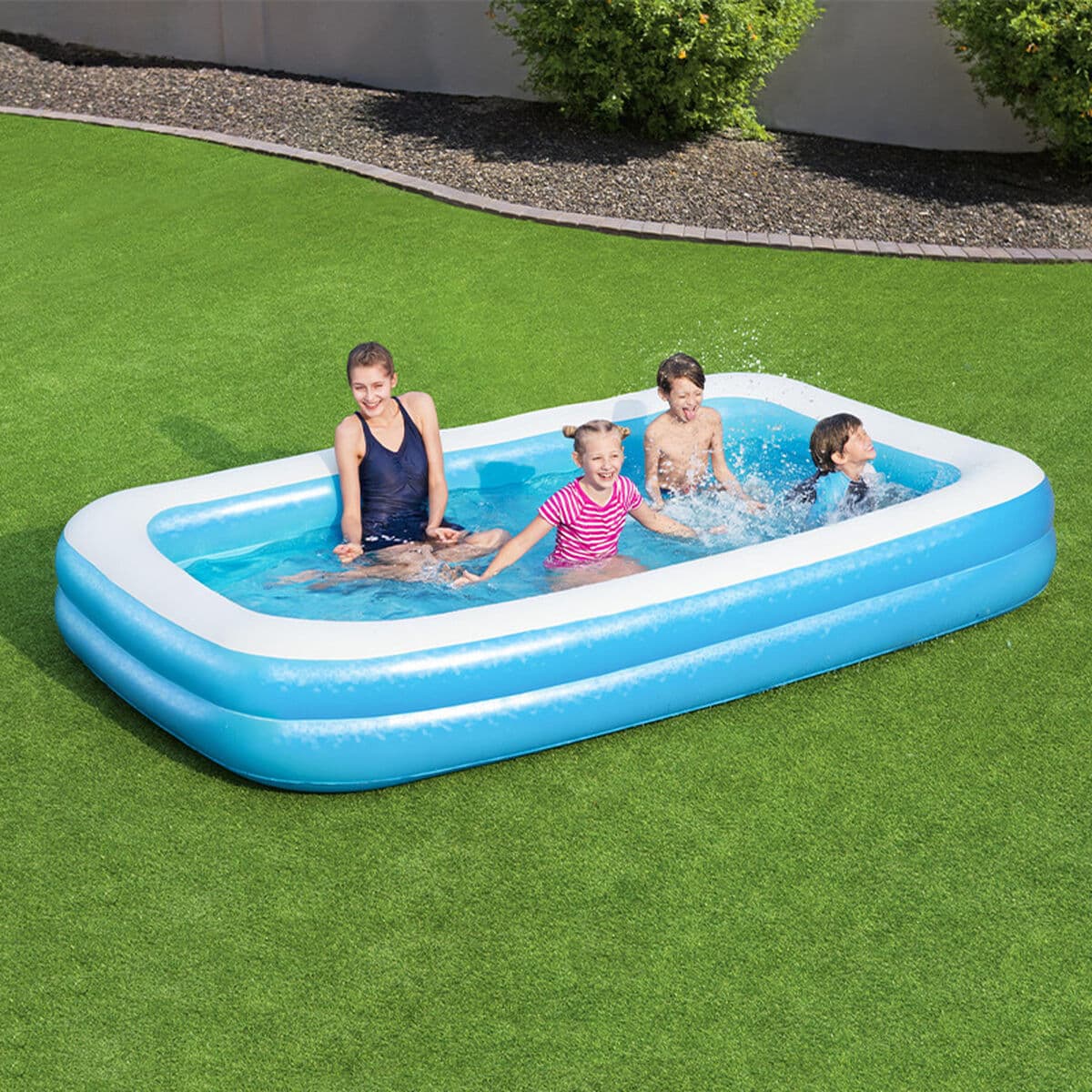 Bestway Aufblasbarer Pool 2 Kammern Rechteckig 305x183x46 cm +3 Jahre Garten 54150 - Thumbnail 3