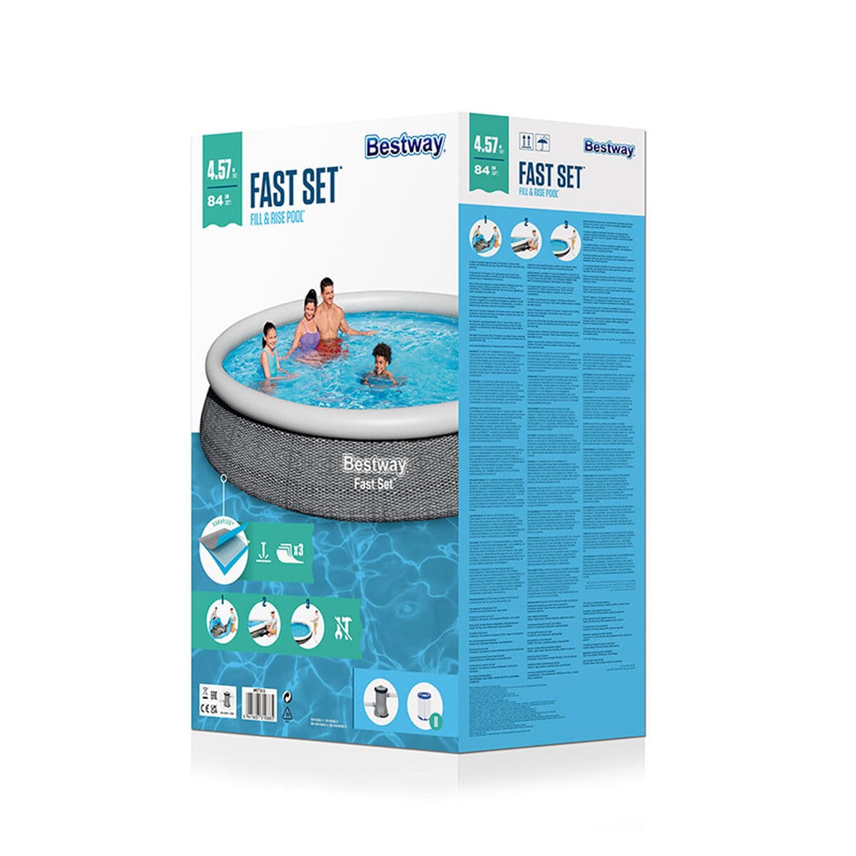 Bestway aufblasbares Pool für Erwachsene Rattanring mit Filter 396x84 cm Garten 57376 - Thumbnail 5