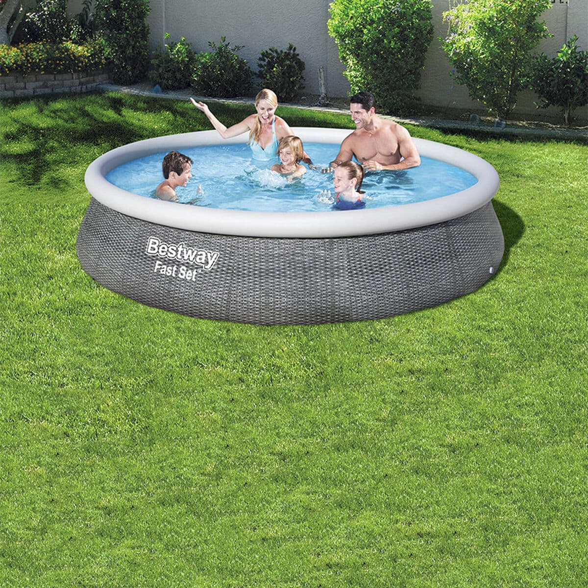 Bestway aufblasbares Pool für Erwachsene Rattanring mit Filter 396x84 cm Garten 57376 - Thumbnail 6