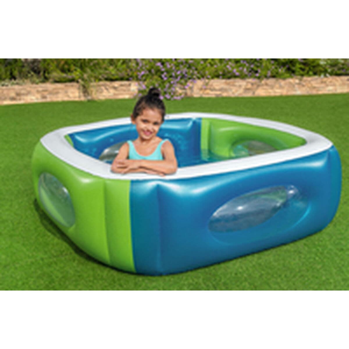 Bestway Aufblasbarer Pool mit Fenstern 168x168x56 cm +6 Jahre Garten 51132 - Thumbnail 8