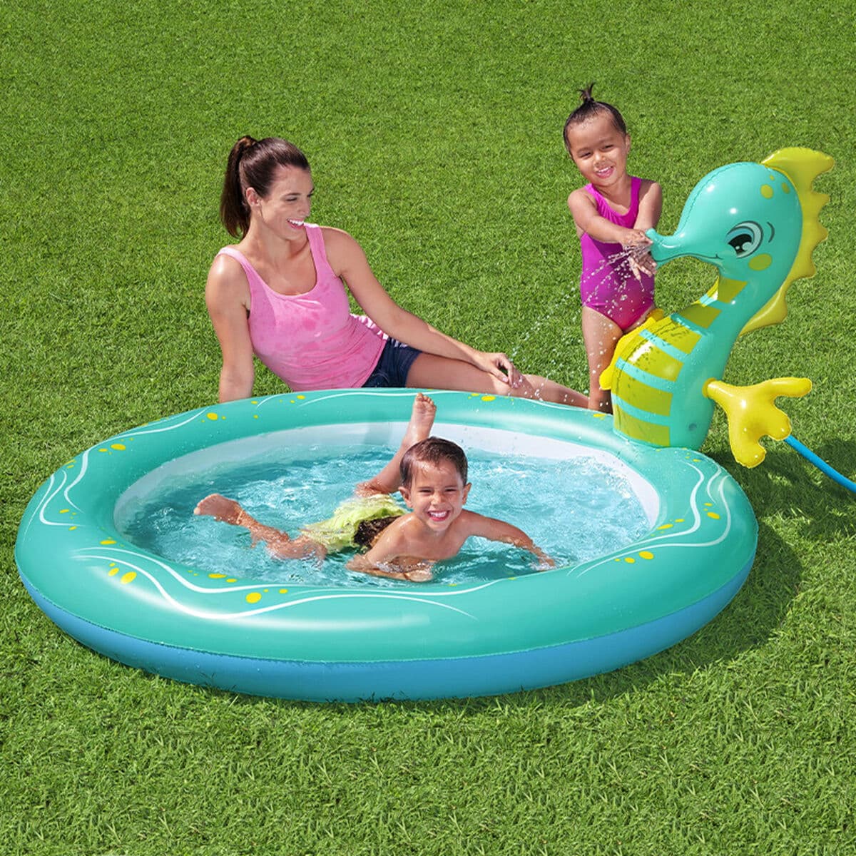 Bestway Aufblasbares Kinderbecken Düsenpferd 188x160x86 cm +2 Jahre Garten 53114 - Thumbnail 3