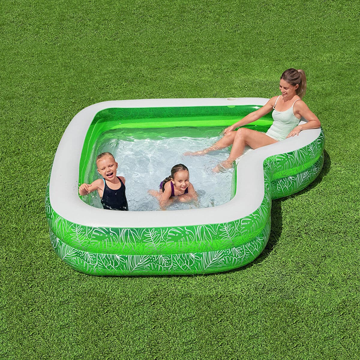 Bestway Aufblasbarer Pool 2 Kammern Tropical 231x231x51 cm +6 Jahre Garten 54336 - Thumbnail 3