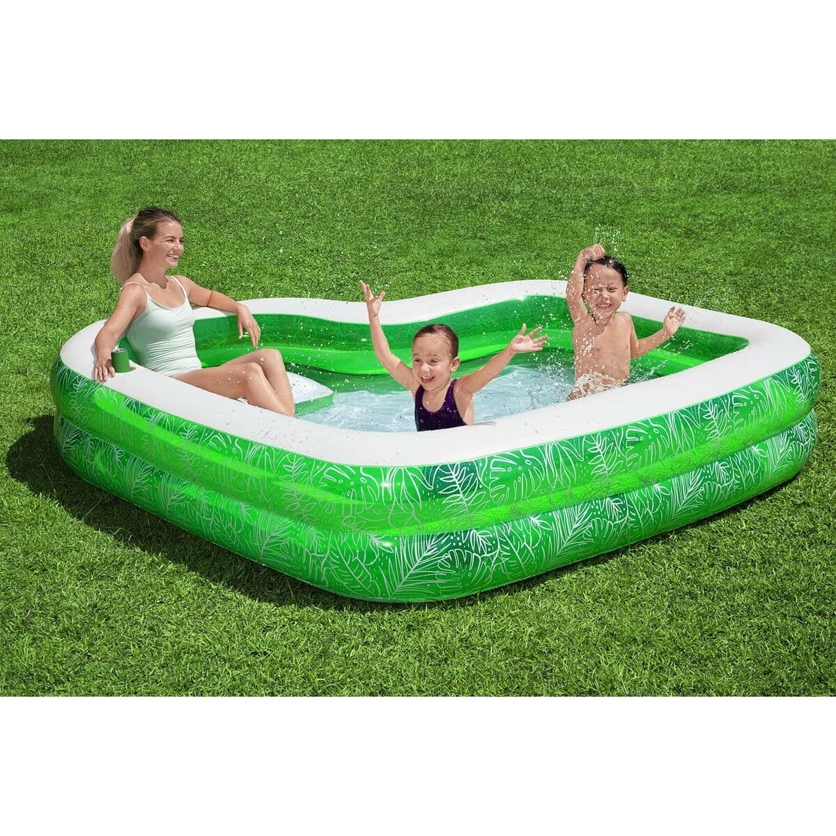 Bestway Aufblasbarer Pool 2 Kammern Tropical 231x231x51 cm +6 Jahre Garten 54336 - Thumbnail 7