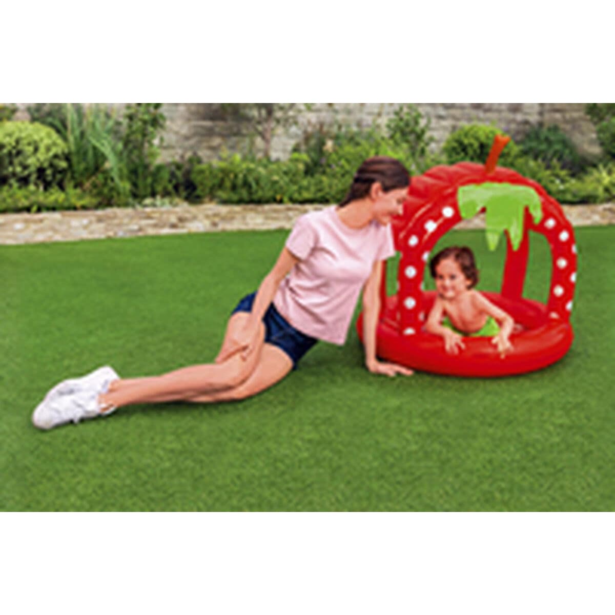 Bestway Aufblasbares Kinderpool mit Dach Gepolsterter Boden 91x91x91 cm +2 Jahre Garten 52387 - Thumbnail 5