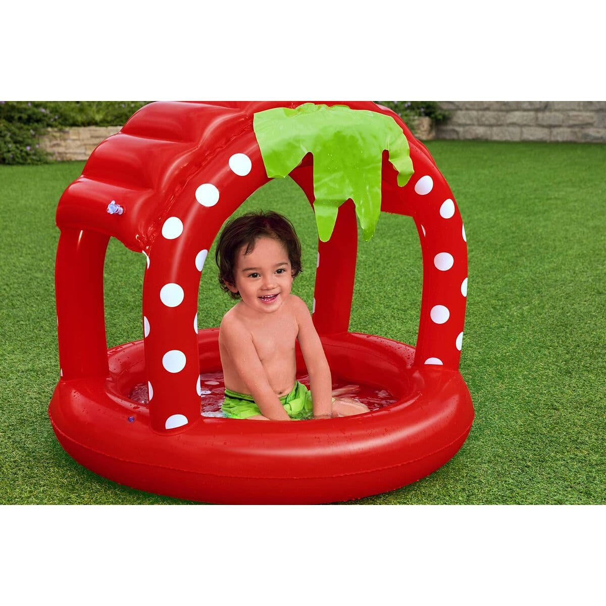 Bestway Aufblasbares Kinderpool mit Dach Gepolsterter Boden 91x91x91 cm +2 Jahre Garten 52387 - Thumbnail 6