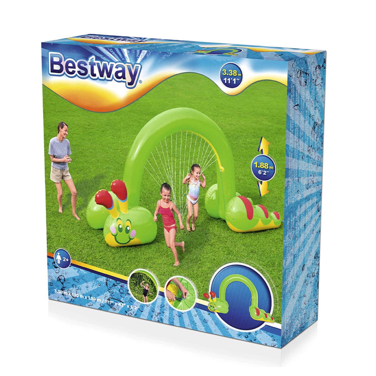 Bestway Riesiger aufblasbarer Sprinklerwurm 338x110x188 cm +2 Jahre Garten 52398 - Thumbnail 2