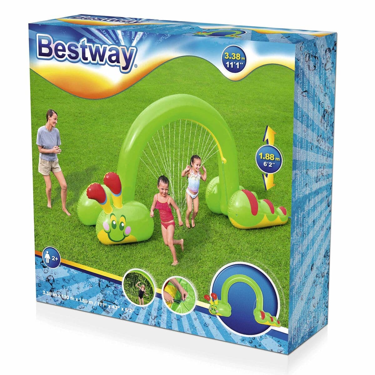Bestway Riesiger aufblasbarer Sprinklerwurm 338x110x188 cm +2 Jahre Garten 52398 - Thumbnail 6