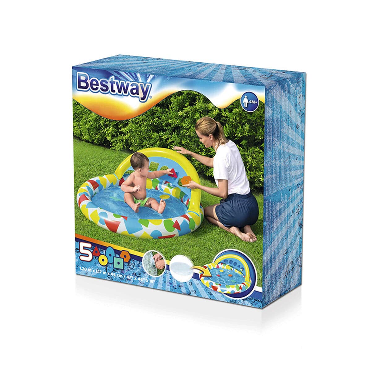 Bestway Aufblasbares Kinderlernbecken 120x117x46 cm +4 Monate Garten 52378 - Thumbnail 4