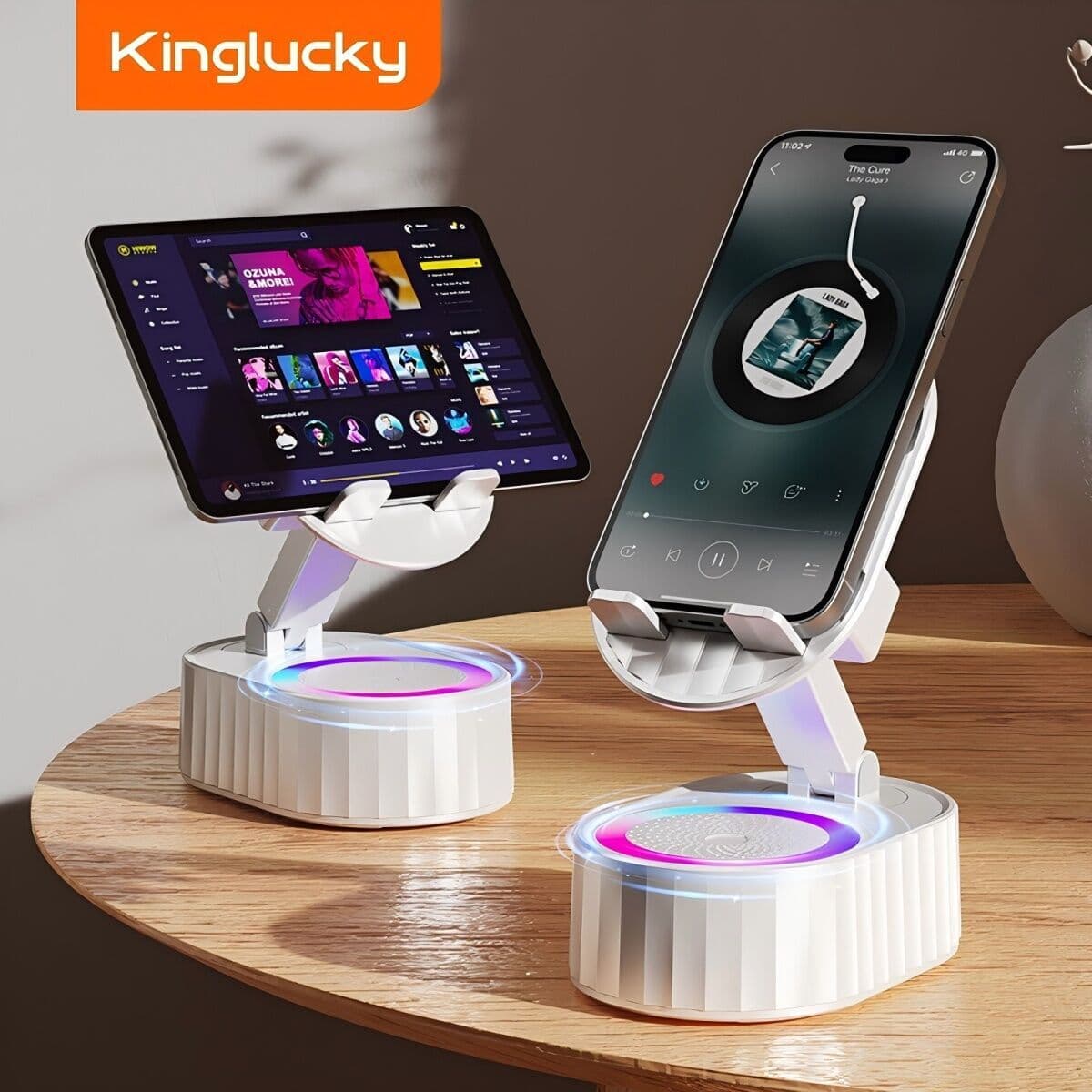 Smartphone Halter mit Lautsprecher Kinglucky ZJ-016 Weiß 5W - Thumbnail 3